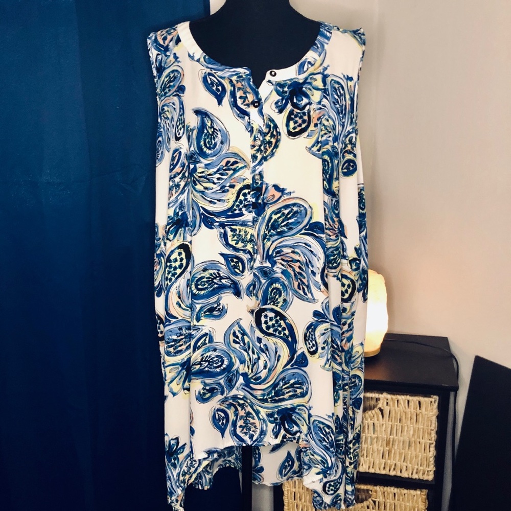 SPENSE Woman Hi-lo tunic top in paisley pattern 2X